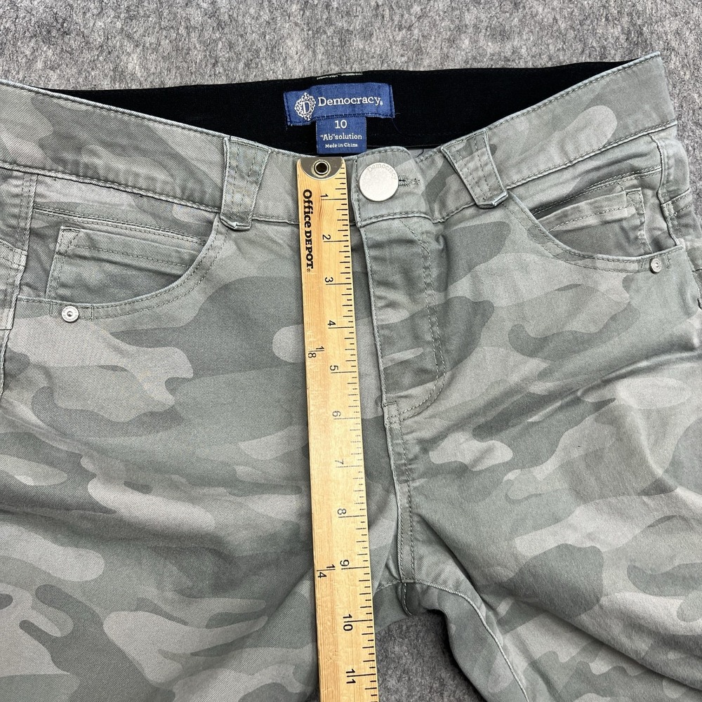 Democracy Ab Solution Jeans Womens 10 Green Camo Mid Rise Skinny Stretch 32x25 - Picture 12 of 16